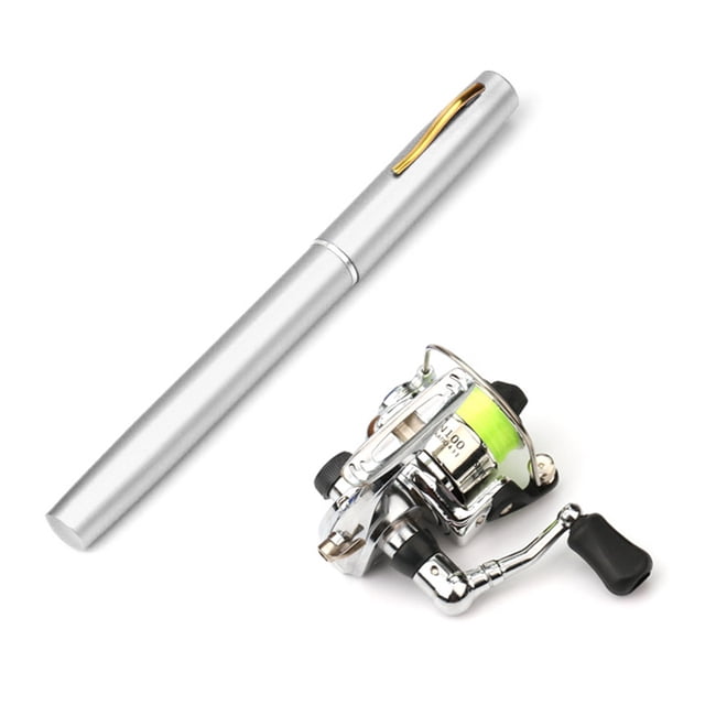 1M / 1.4M Pocket Collapsible Fishing Rod Reel Combo Mini Pen Fishing Pole Kit Telescopic Fishing Rod Spinning Reel Combo Kit ,Rigid Aluminum Skeletal Frame