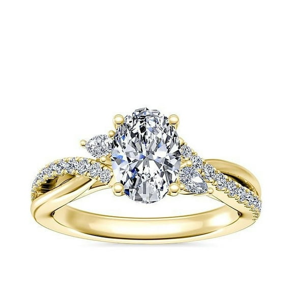 2.35 Carat Oval Cut Shiny (D/VVS1) Moissanite Diamond Ring for Proposal Gift Solid 18K Yellow Gold Ring Size 7 Wedding Rings by Diamond-Capitals