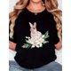 thumbnail image 1 of Camiseta para mujer Suave de veranoWomen'S T-Shirt, Directional Easter "Oil Painting Feeling White Flower Rabbit" Print, Retro Minimalist Fashion, Round Neck, Casual Comfort, Sports Short Sleeve T-S, 1 of 7