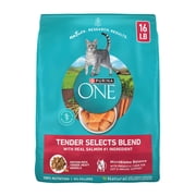 Purina ONE Tender Select Blends Dry Cat Food, Salmon, 16 lb Bag