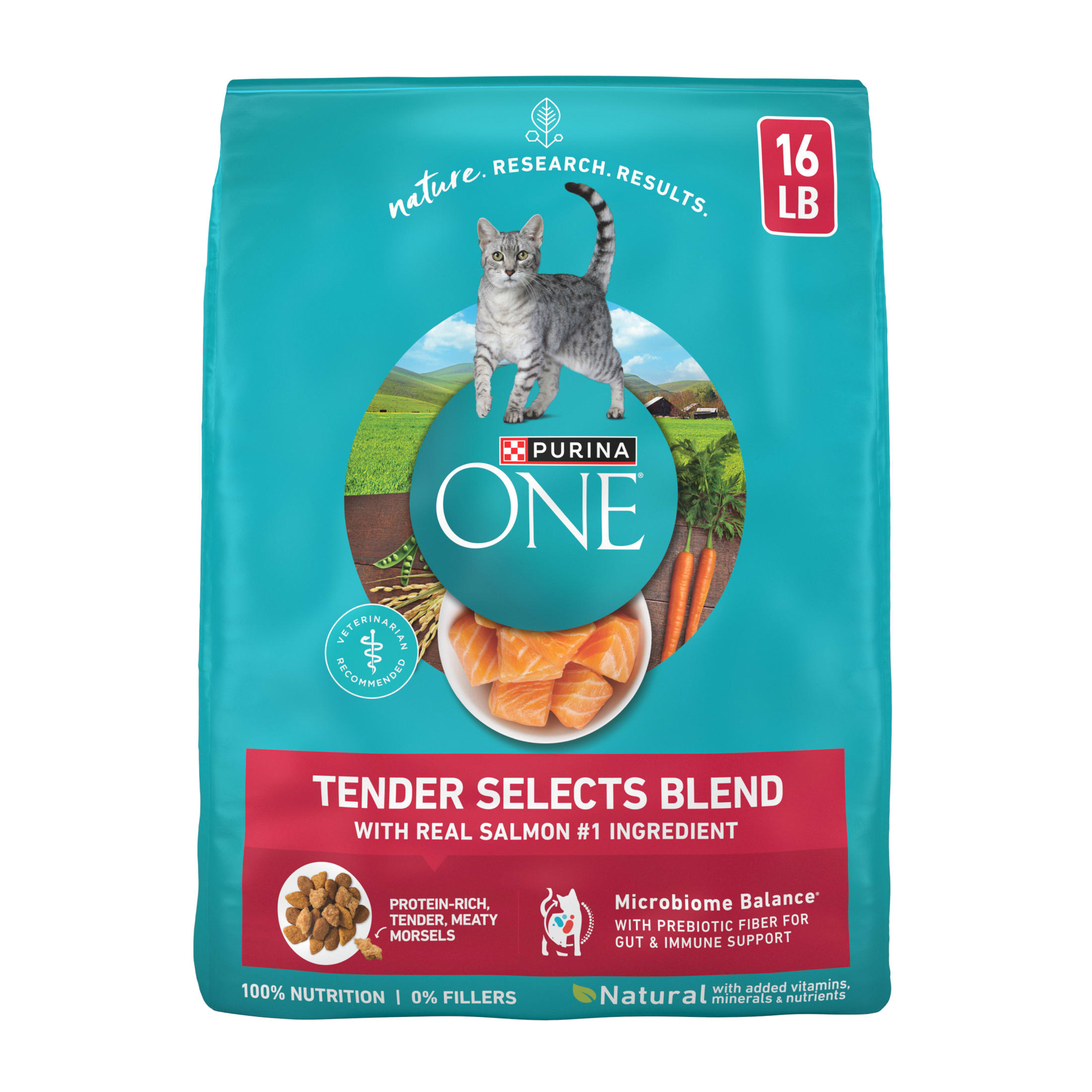 Purina ONE Tender Select Blends Dry Cat Food, Salmon, 16 lb Bag
