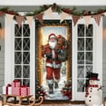 thumbnail image 5 of Liamobondopolis 35x71 Inch Christmas Door Cover Santa Claus Pattern Polyester Holiday Decor for Front Door Wall Table Party Decoration, 5 of 5