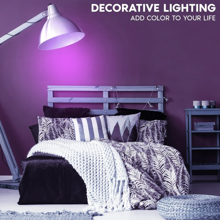 Luxrite A19 Edison LED Purple Light Bulbs 4.5W=60W E26 Base Indoor Outdoor  Decoration Party Holiday Lighting 2 Pack - Walmart.com