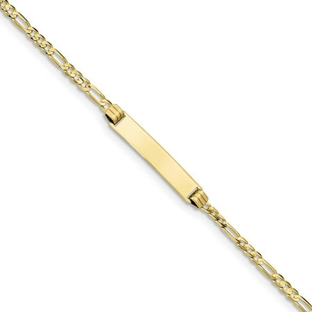 Roy Rose Jewelry 10K Yellow Gold Figaro Link ID Bracelet ~ length: 7 inches