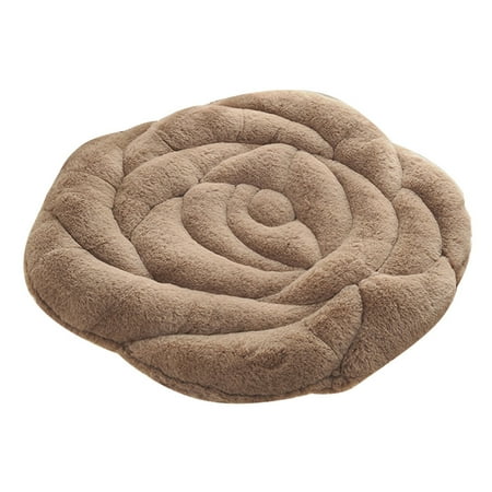 

Plush Rose Seat Cushion Rose Flower Chair Cushion Fashion Office Seat Cushion (Coffee)