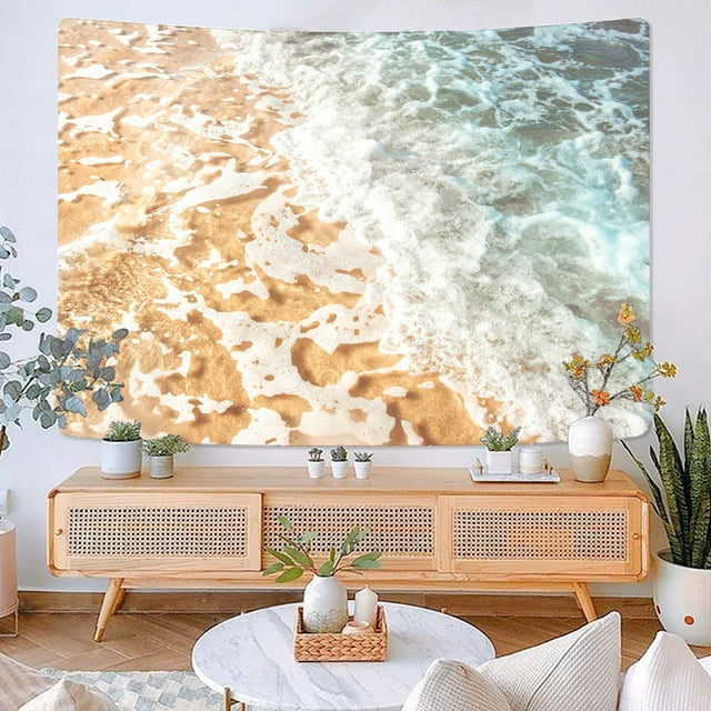 Tapiz de microtela Sea Waves Beach, 150 x 130 cm, decoración de habitación