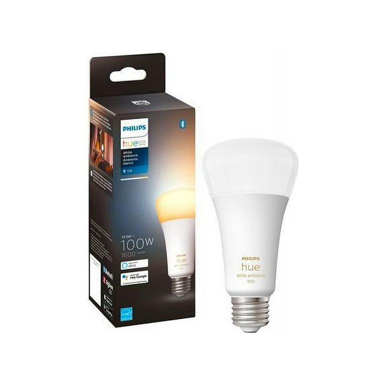 Philips Hue White E26 High Lumen Smart Bulb, 1600 Lumens, Bluetooth &  Zigbee Compatible (Hue Hub Optional), Works with Alexa & Google Assistant,  1