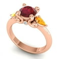 thumbnail image 2 of Diamond-Capitals 2.50 Carat Fine Round Cut Red Ruby & Citrine Gemstone Three Stone Bridal Ring for her Solid 14K Rose Gold Size 8.5, 2 of 8