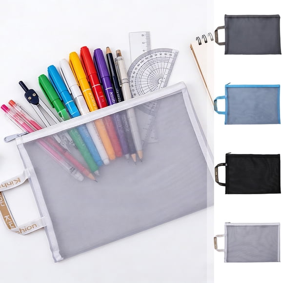 Bolsa de Archivo de Mano de Bolsa Transparente A4, Bolsa de Almacenamiento Multifuncional de Gran Capacidad, Organizador Portátil con Cierre, Estuche Versátil para Papelería, Cosméticos, Juguetes y