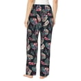 thumbnail image 3 of Xecao Colorful Tropical Leaves Women's Straight Lounge Pajama Pants: The Epitome of Relaxed Sleepwear, 3 of 9