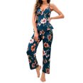 thumbnail image 4 of A AGROSTE Women's Silk Satin Pajamas Set 2 Pcs Floral Silky Pj Sets Sleepwear Cami Nightwear with Pant, 4 of 8