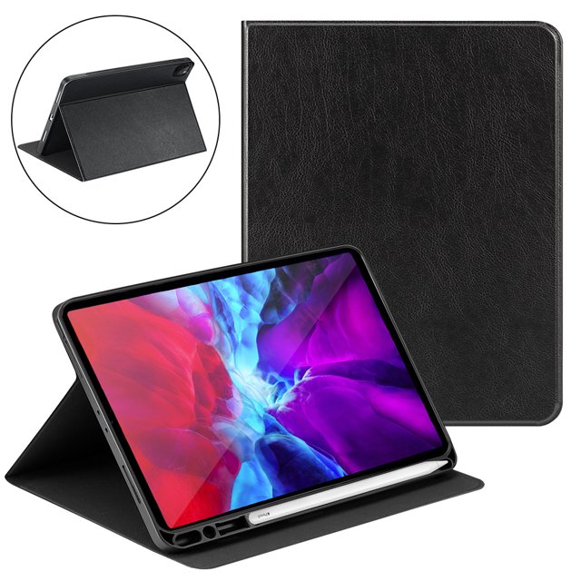 Slim Fit Tri-Fold Stand Case PU Leather Folio Tablet Protector Cover For iPad Pro 12.9 Inch 2020, with Auto Wake / Sleep Function Black