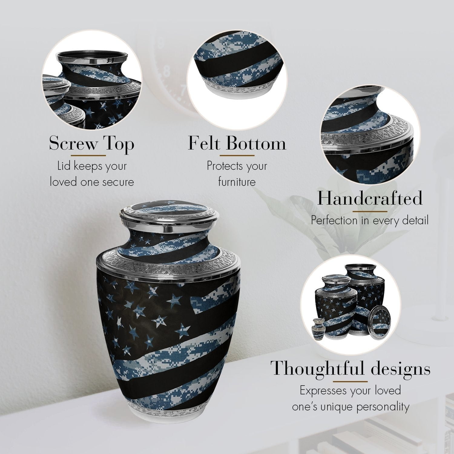 Blue Camouflage Flag Military Cremation Urns for Human Ashes Adult Urns for Cremation Ashes Urns for Adult Cremation Ashes Urns for Ashes Cremation Urns for Human Ashes Small Keepsake
