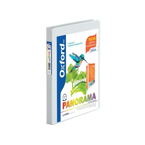 Carpeta de Argollas Oxford Panorama, Tamaño Carta, Herraje "O" de 1/2 Pulgada, Color Blanco