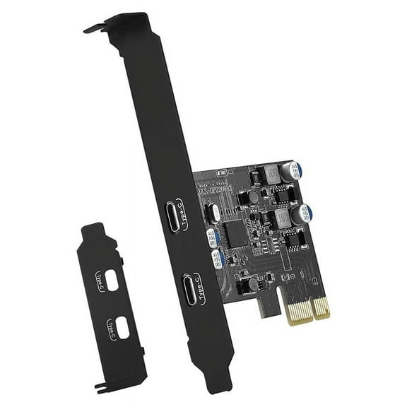 5Gbps PCIE 1X to Dual USB C Expansion Card PCI Express X1 to 2Port TYPE-C Extender Convert Card Riser for Computer PC