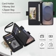 thumbnail image 4 of For Samsung Galaxy S25 Ultra 5G RFID Blocking Wallet Case, Crossbody Purse Phone Case with 9 Card Slots, Zipper Pocket & Detachable Strap,Black,For Galaxy S25 Ultra 5G, 4 of 9