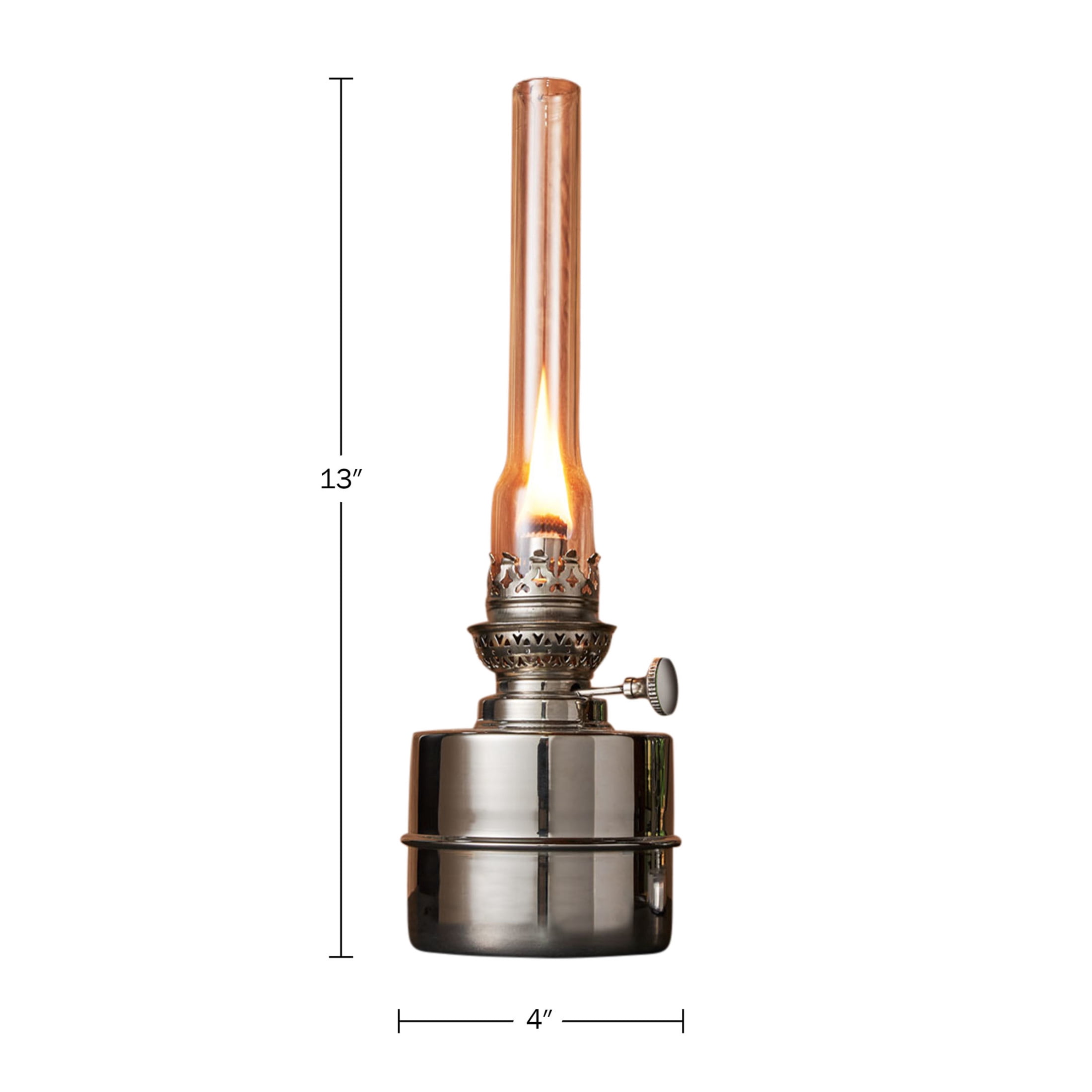 Kings County Tools 13” Nickel Oil Lamp - Extra-Bright Hurricane Lantern