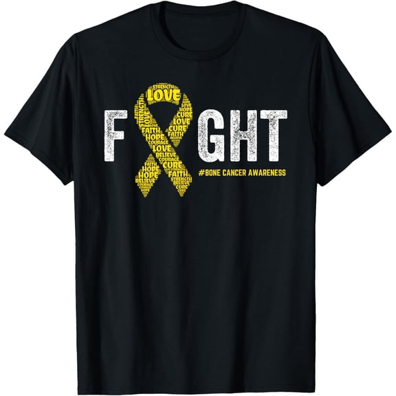 Bone Cancer Awareness Yellow Ribbon Fight Bone Cancer T-Shirt