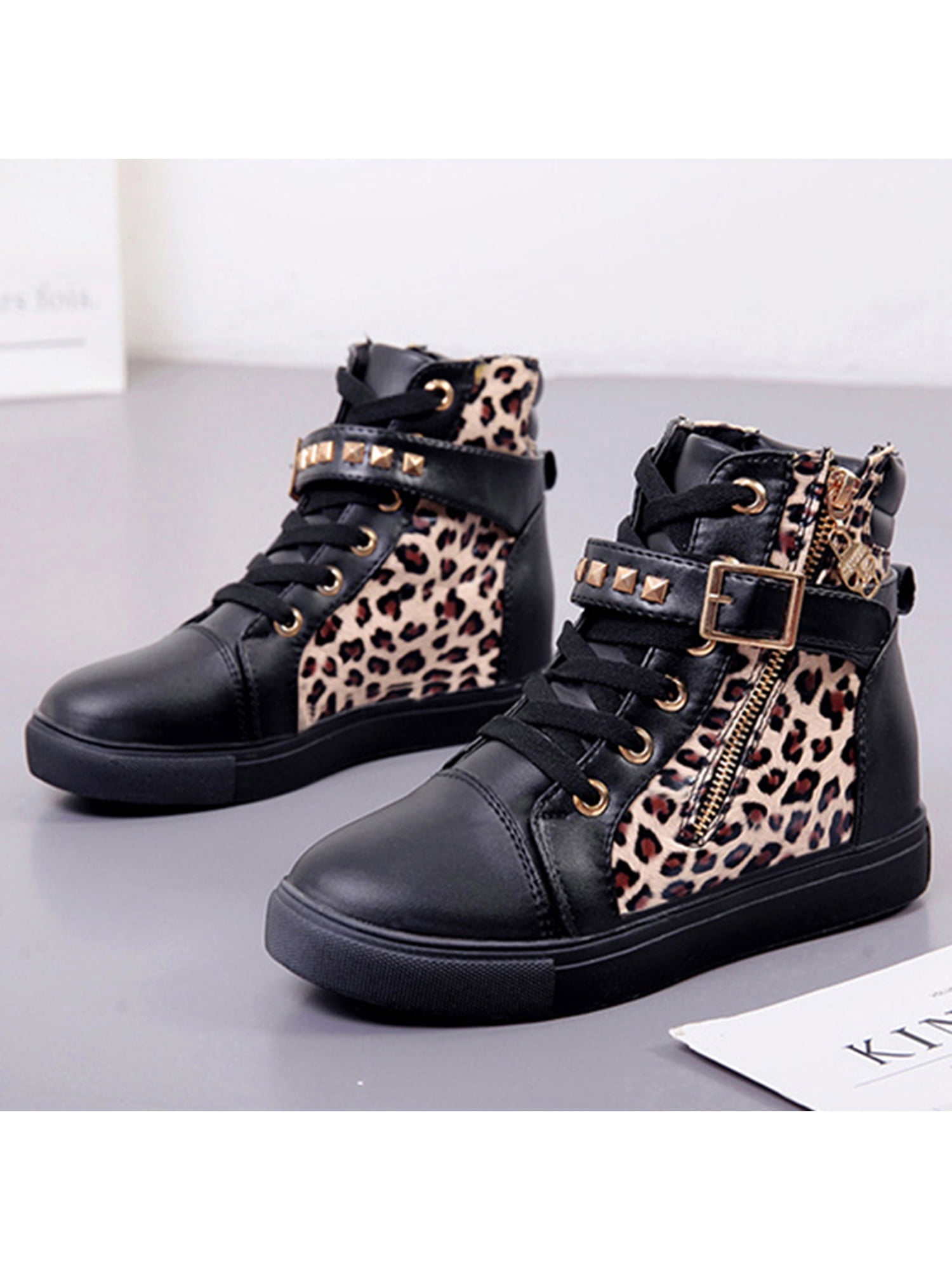 Details about   Winter Low Heel Zipper Shoes Women Lady Leopard Autumn  Ankle Boot Casual