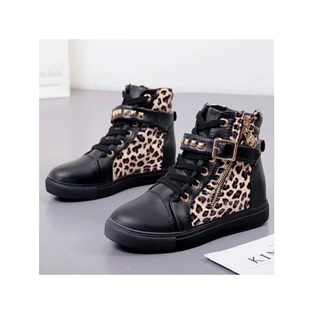 

Kesitin Women s Sneaker Boots High Top Zipper Lace up Casual Combat Leopard Print Shoes