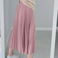 thumbnail image 4 of Maxi Skirts for Women High Waisted Elastic Long Floral Skirt Women Casual Summer Large Solid Elastic Waist Flax A-line Ankle Skirt Ndbuld,Pink, 4 of 5