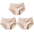 thumbnail image 1 of ZXYOUPING 3pcs Mujeres Bragas Sin Costuras De Seda De Hielo Rastro Ropa Interior De Cintura Media Color Caramelo Algodón Entrepierna Lencería M-XXLpangjing, 1 of 4