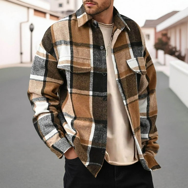 KingFz Men Shirts Flannel Long Sleeve Plaid Soft Brushed Casual Classic Button Down Collar Fall Winter Comfort Mens Hawaiian Shirt Gold S, Men's, Size KingFz Men Shirts Flannel Long Sleeve Plaid Soft Brushed Casual Classic Button Down Collar Fall Winter Comfort Mens Hawaiian Shirt Gold S, Men's, Size