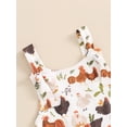 thumbnail image 4 of Suealasg Little Girls Overalls Romper Sleeveless Chicken Floral Print Jumpsuit 1T 2T 3T 4T Toddler Girls Summer Farm Flare Playsuit, 4 of 6