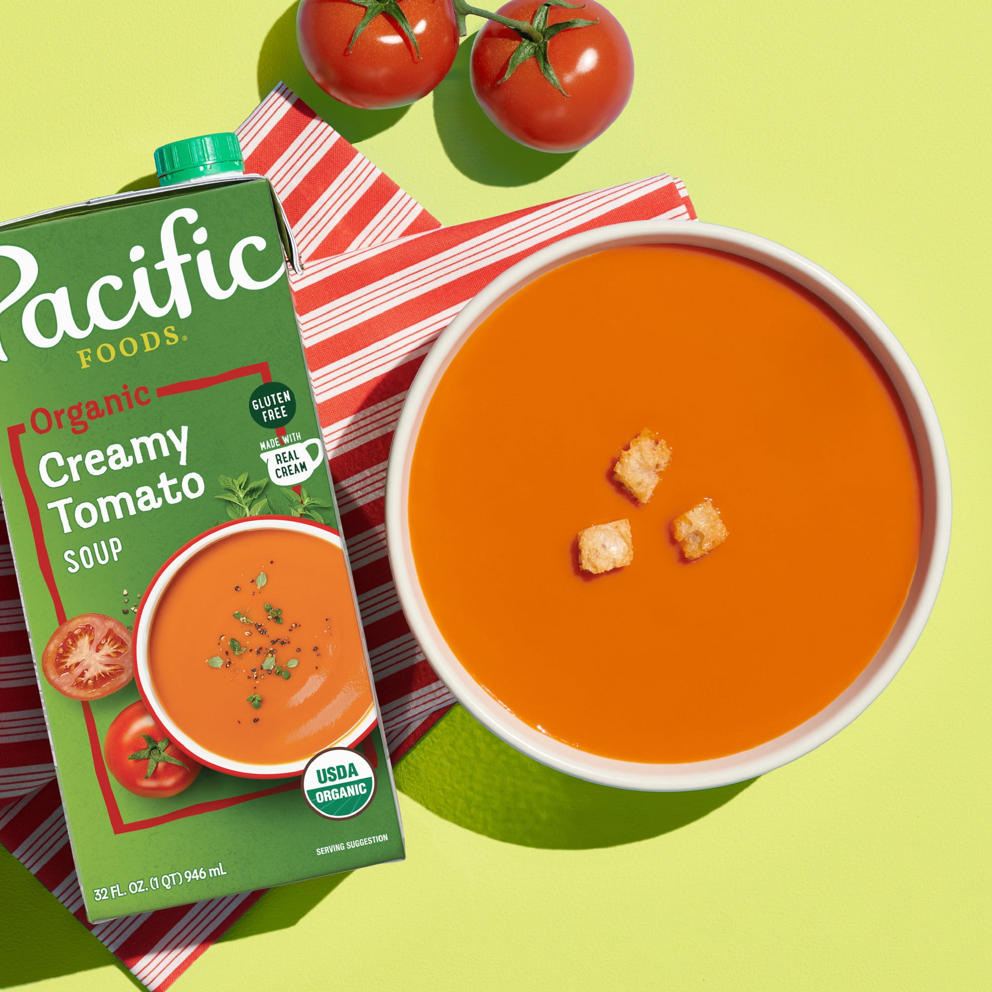 (4 pack) Pacific Foods Organic Creamy Tomato Soup, 32 oz Carton