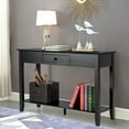 thumbnail image 4 of Gymax Table Console avec Tiroir et Tablette, Table d'Appoint à 2 Niveaux pour Sofa, Noir, 4 of 10