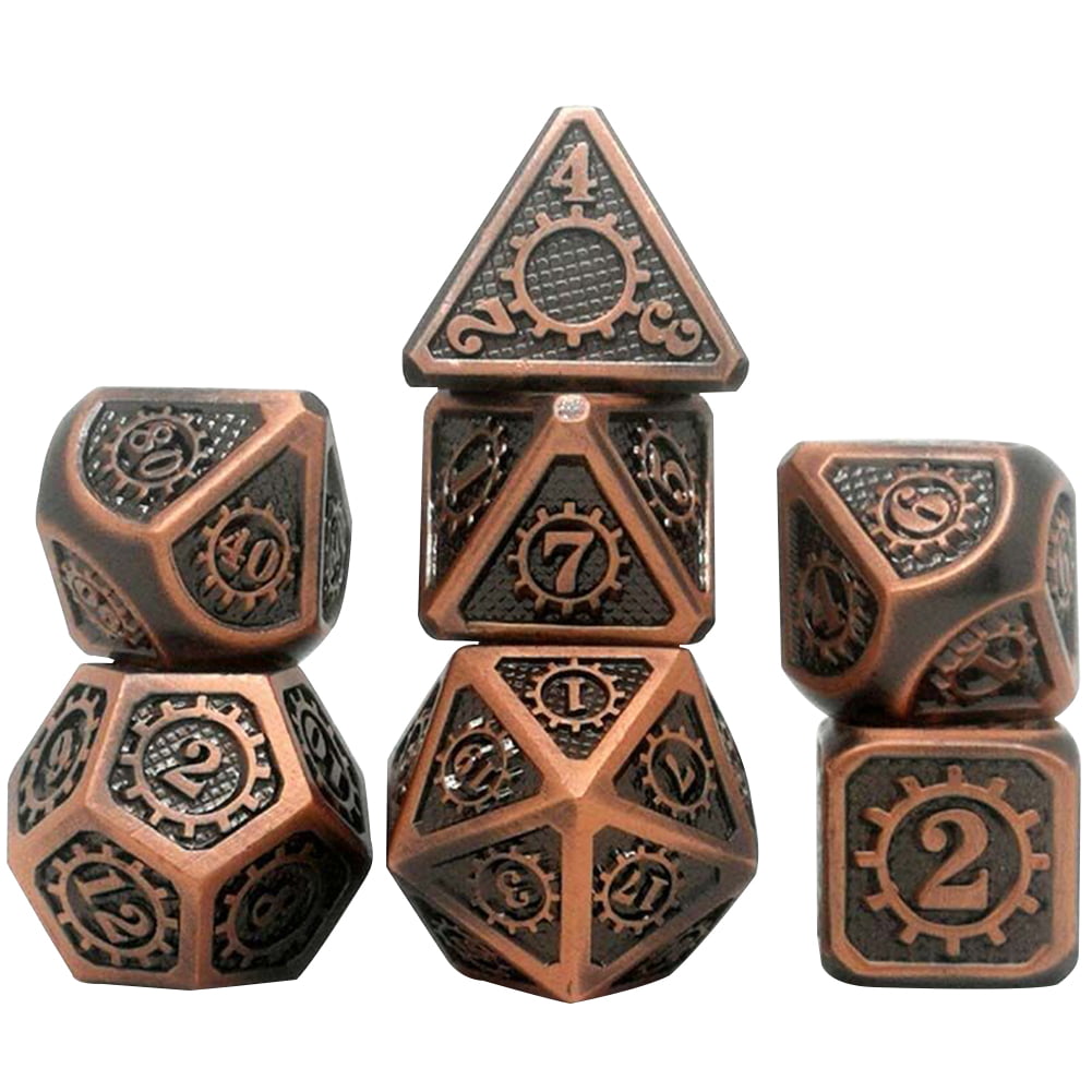 7Pcs Zinc Alloy Polyhedral Dice for D&D TRPG Board Game Party Fun Toys Blue 