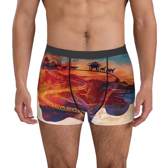 Balery Cultural Silhouette Journey Calzoncillos bóxer para hombre, ropa interior de algodón suave y transpirable con cinturilla de nailon-XX-Large