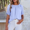 thumbnail image 2 of Bovemsi T Shirts for Women Comfort Off The Shoulder Puff Short Sleeve Casual Fashion Tops for Women Trendy L, 2 of 5