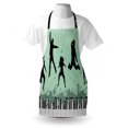 thumbnail image 4 of Silhouette Apron, Jumping Happy People Piano Grunge Splashes Music, Unisex Kitchen Bib with Adjustable Neck for Cooking Gardening, Adult Size, Grey Almond Green, by Ambesonne, 4 of 4