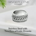 thumbnail image 2 of Two Row CZ Eternity Ring for Women with Spinner Stainless Steel 11 MM Wide Band Ginger Lyne, 2 of 5