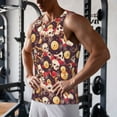 thumbnail image 5 of Lsque Skull record lips Pattern Mens Tank Tops Muscle Athletic Quick Dry Sleeveless Workout Fitness T Shirts Beach Tank Top, Loose-fit Sleeveless Shirt for Men-3X-Large, 5 of 7