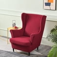 thumbnail image 2 of CJC Jacquard Wingback Chair Slipcovers 2 Pieces Stretch Polyester Fabric Wing Armchair Covers with Elastic Bottom for Living Room Bedroom, 2 of 17