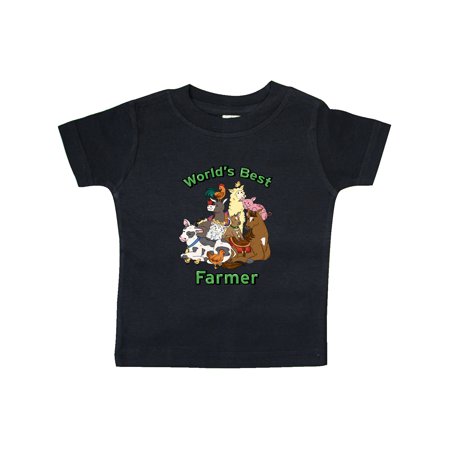 

Inktastic World s Best Farmer with Happy Farm Animals Gift Baby Boy or Baby Girl T-Shirt