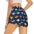 thumbnail image 2 of Uemuo Planets And Stars Pattern Women's Athletic Shorts High Waisted Running Shorts with Liner Pockets Gym Elastic Workout Shorts-XX-Large, 2 of 9
