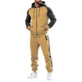 thumbnail image 2 of Yusimy Men's Solid Color 2-Piece Hoodie Casual Set Raglan Sleeve Elastic Waist Drawstring Zipper Pocket Long Sleeve Pants, 2 of 9