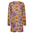 thumbnail image 6 of WTOBBY Women's Halloween Print Mid-Length Cardigan Jacket Open Front Long Sleeve Comfortable Loose Fit Cover Up With Pockets Fall Fashion Top,Dark Blue XL, 6 of 8