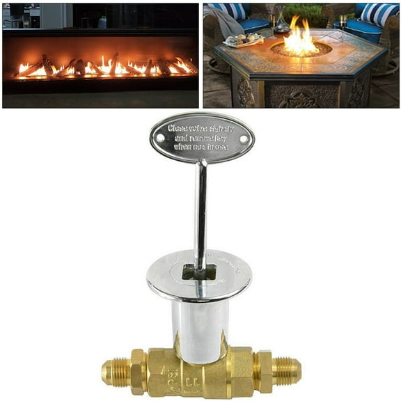 Brass Gas Fire Control Valve with Lock Key,1/2" High Pressure Valve for Fire Tables & Bowls