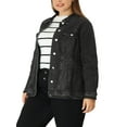 thumbnail image 4 of Agnes Orinda Plus Size Denim Jacket for Women Long Sleeve Button Down Washed Front Trucker Jean Jacket 2025 Western Outfit L Black, 4 of 7