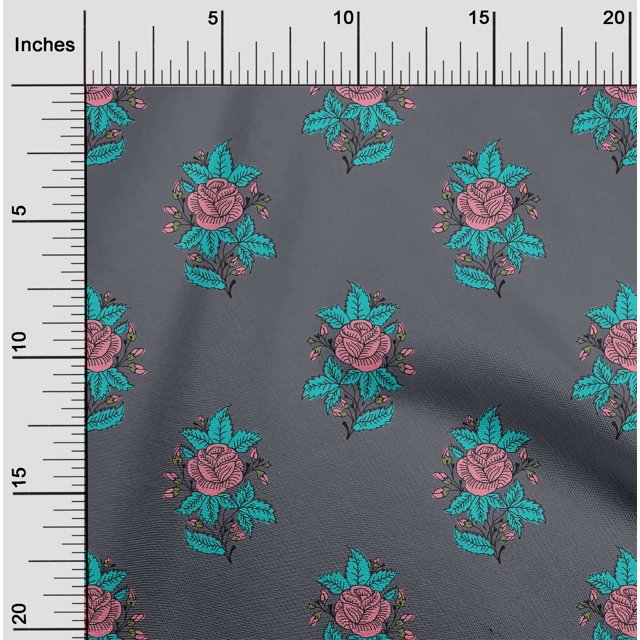 oneOone Viscose Jersey Fabric Leaves & Floral Block Fabric Prints By Yard 60 Inch Wide