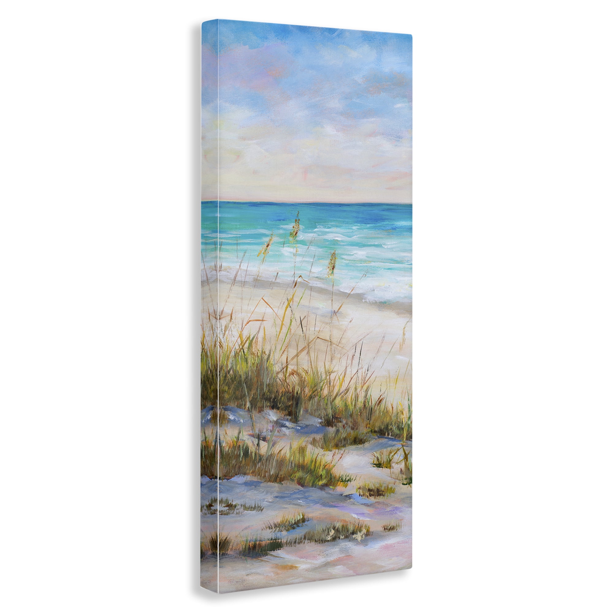 Stupell Industries Peaceful Beach Reeds Landscape Painting Gallery Wrapped Canvas Art Print Wall Art, 10 x 24