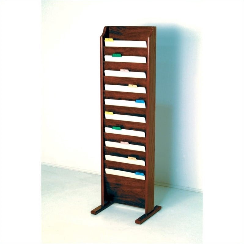 Wooden Mallet Free Standing 10 Pocket Chart Holder in Mahogany