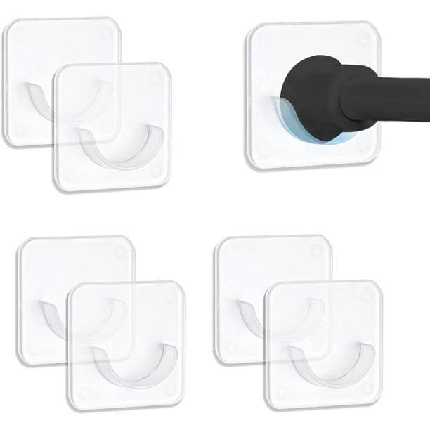 6Pcs Adhesive Shower Curtain Rod Holder, , Transparent Shower Curtain