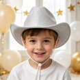 thumbnail image 2 of HGIEYS Kids Cowboy Hat Sparkly Glitter Neon Cowgirl Hats Bulk Holographic Space Hat for Western Cowboy Party 3-9 Years, 2 of 6