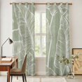 thumbnail image 4 of Tropical Bloom Silhouettes Kitchen Curtains 84 Inch Length, Green Palm Leaf Grommet Top Bedroom Living Room Curtains, Light Filtering Cafe Curtain Drapes 2 Panels Set 84''x84'', 4 of 9