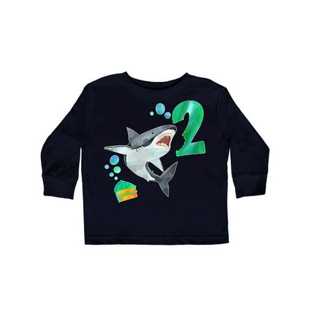 

Inktastic Second Birthday Shark with Cake Gift Toddler Boy or Toddler Girl Long Sleeve T-Shirt